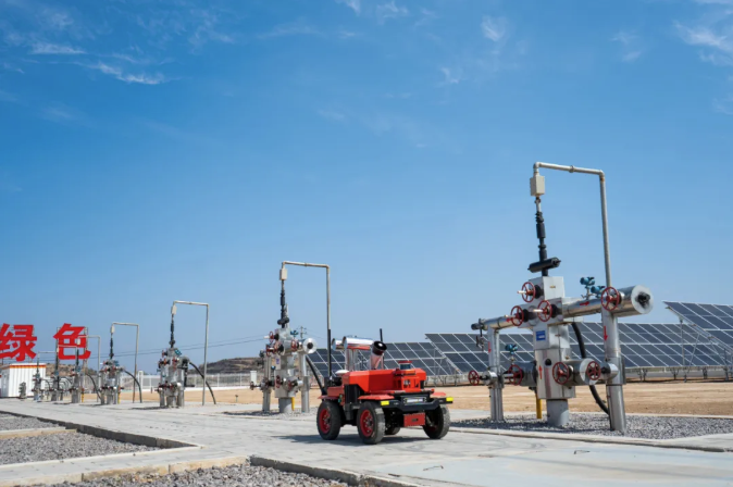Robots are performing inspections on the oil production platform.